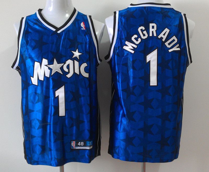 Men Orlando Magic #1 Tracy Mcgrady Blue Star Edition Stitched NBA Jersey